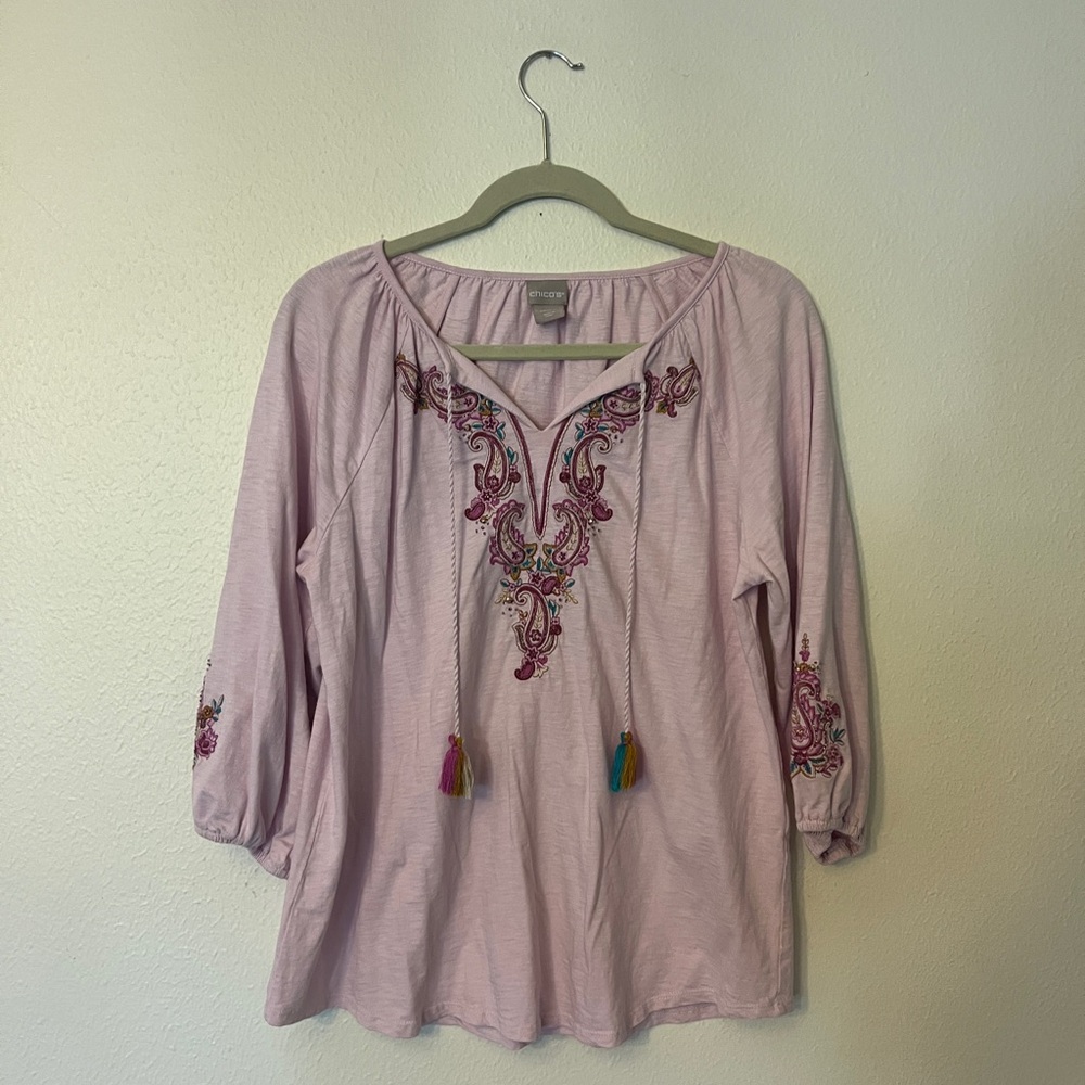 Embroidered Pink/Purple Women's Top